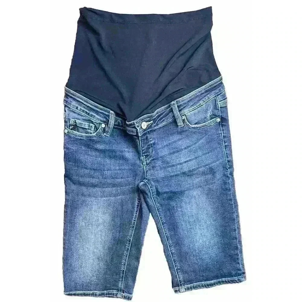 Kancan Maternity Denim Capris Dark Wash Distressed Size 7